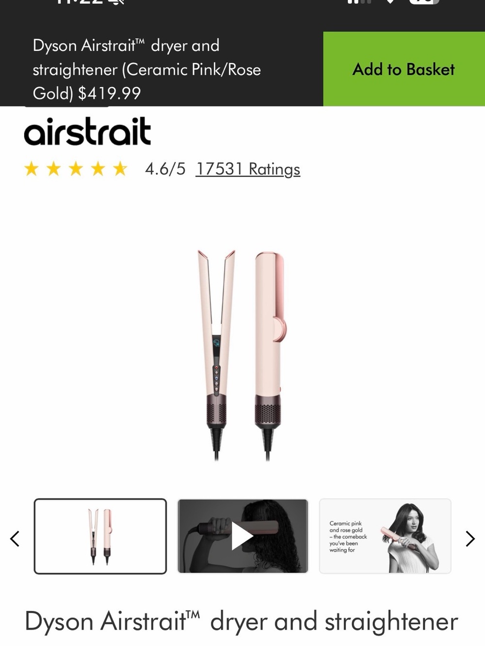 Dyson Airstrait pink/rose gold